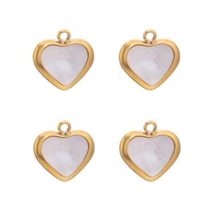 5pcs Stainless Steel Gold Plated Heart Charms Natural Shells Charm Beads for DIY Women Necklace Bracelet Jewelry Craft Wholesale 240222