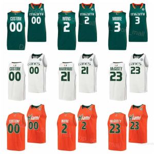 NCAA Collabball College Miami Hurricanes Jerseys 23 Kameron McGusty 2 Isaiah Wong 3 Charlie Moore 11 Miller 21 Sam Waardenburg 1 Anthony Walker University Sport