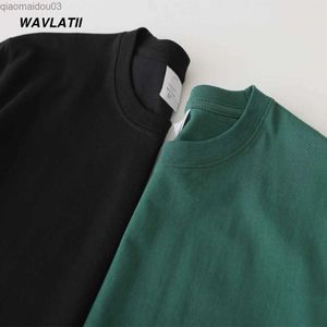 メンズTシャツwavlatii新しいメンコットンTシャツ男性ダークグリーン夏の夏のソリッドカジュアルティートップスwmt2101l2404