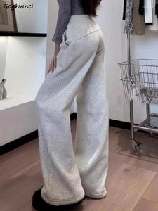 Calças femininas baggy mulheres casual jogger quente mais veludo grosso simples cintura alta esportiva streetwear all-match calças retas ulzzang