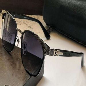 Quadratische Sonnenbrille Metall Gunmetal Grau Verlaufsglas Sonnenbrille Herren Retro Punk-Stil Sonnenbrille mit box209u