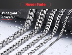 Davielsee Mens Netlace Chain Stail Stail Steel Silver Chost 2018 Necklace for Men Jewelry Gift 3 5 7 9 11mm2218933