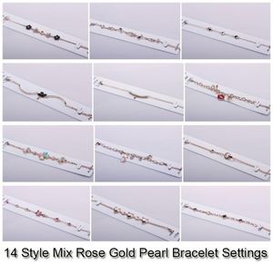 14 Styles Pearl Bracelet Settings Zircon Rose Gold Bracelets For Women Settings Mounting Bracelet Blank DIY Jewelry DIY Gift7155166