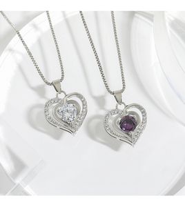 Посеребренная подвеска в форме сердца Океанское сердце Полное бриллиантовое ожерелье Цирконовое ожерелье женское