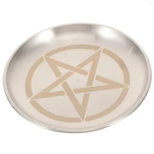 Candle Holders Pentagram Altar Ritual Wedding Decor Dish Flat Bowl Burning Tea Lights Offering Fruit Tray Metal Jewelry Food Snack