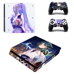 Adesivos Game Genshin Impact PS4 Slim Skin Skin para PlayStation 4 Console e Controladores Adesivo Decalel Vinil