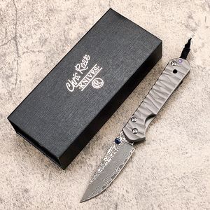 High End Chris Reeve CR Folding Knife VG10 Damascus Stal Blade TC4 Titan Ald Stopy Kamping Polowanie Polowanie Kieszonkowe EDC Krojenie Narzędzia do cięcia