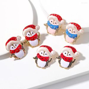 Kolczyki Dangle Miwens Bohemia Crystal Cute Penguin Fro Women Christmas Red Hat Snowman wiszący prezenty biżuterii ślubnej