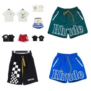 Rhude 2024 Herren-Shorts, rosa Herren-Shirt für Jungen, T-Shirts, Designer, schnell trocknend, Rundhalsausschnitt, Europa, Amerika, Männer, Frauen, Jogginghose, Rhude-Badeshorts, lässige T-Shirts, Herren-Grafik-S