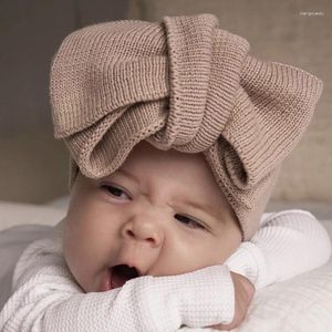 Hair Accessories DIY Handmade Big Bows Turban Baby Girl Crochet Woolen Headband Ear Warmer Children Winter Headwraps Elastic Hairband