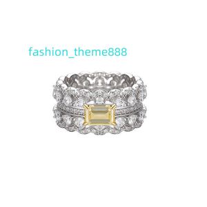 Sommartillbehör Klassiska trendiga damer smycken Set gåvor Luxury Sterling Silver Yellow Diamond Ring Woman Ring