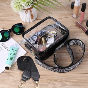 Totes Clear PVC Crossbody Bags Scarf Designer Square Handbag Transparent Stadium Godkänd Jelly Bag Women's Shoulder Messenge178G