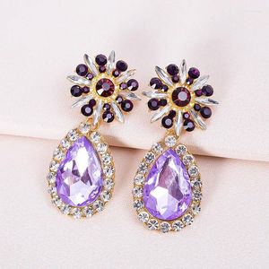 Dangle Earrings Arrivals Fashion Exaggerated Light Purple Glass Stone Pendant For Women Wedding Party Jewelry