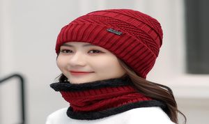 Moda Kış Kapağı Kadınlar039S Şapka Eşarp Seti Şapka ve Eşarp Kadınlar Kız Sıcak Beanies Kız Ring farf Pompoms Kış 9666951