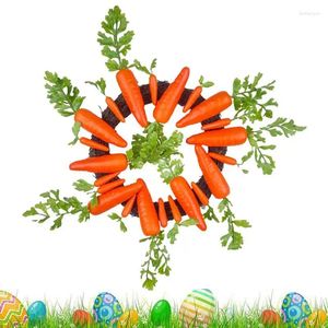 Decorative Flowers Artificial Fall Wreath 17.7inch Autumn Carrot For Front Door Harvest Day Themed With Green Leaves Thanksgiving Decor