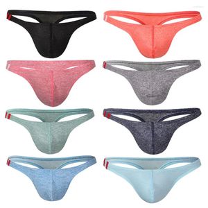 Underpants 8Pcs/Lot Men's Sexy Cotton G-Strings Low Rise Mens T-Back Thong Gay Penis Pouch Sissy Panties Bikini Briefs Tanga Underwear