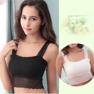 Camisoles & Tanks Lady Boob Tube Camis Bustier Lace Stretch Strap Bandeau Bra Crop Tank Top