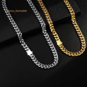 Colar com preenchimento de ouro 18K para homens 8mm/10mm Chunky Miami Cuban Chain Curb Link Pulseira masculina