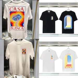 Homens camisetas Designer Tees Rainbow Cogumelo Algodão Solto Homens Mulheres Camisa Carta Imprimir Manga Curta Tops