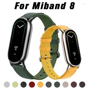 Titta på band Original nylonrem för Xiaomi Mi Band 8 Armband Läder Braid Replacement Watchband Correa Miband