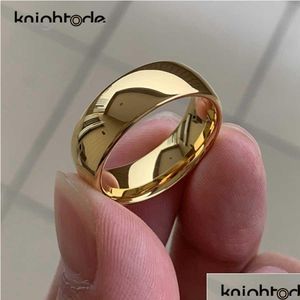Band Rings Classic Gold Color Wedding Ring Tungsten Carbide Women Men Engagement Gift Jewelry Dome Polished Engraving 210713 Drop De Dh2Fd