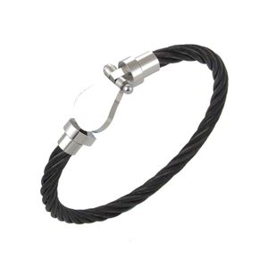 2024 Mode Hufeisen Kabel Armband Hohe qualität18k weiß vergoldet Schwarz Edelstahl Armbänder Armreifen Für Männer Frauen Geschenk Zubehör mit Schmuck