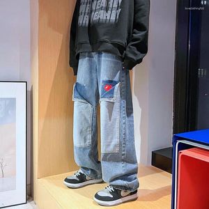 Men's Jeans Trendy High Street Cool and Handsome Straight Leg Loose Versatile Korean Style Casual Pants