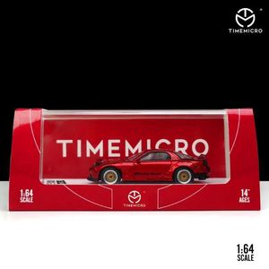 Diecast Model Cars Time Micro 1 64 Mazda RX-7 Rocket Bunny Red Alloy Diecast Model Car for Collection Gift