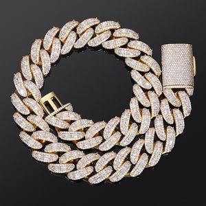 Luxury Fashion 25mm 16-28inch Gold Plated Bling Cz Cuban Necklace Bracelet for Men Women Heavy Hip Hop Jewerly Gift