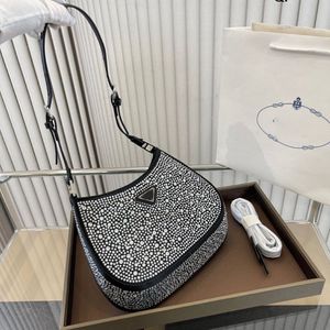 Rhinestone hobo torba Cleos Womens Projektanci TOTE Torby Diamonds Torby na ramię kryształowe ozdobne satynowe torebki Jakość panie 2022270n