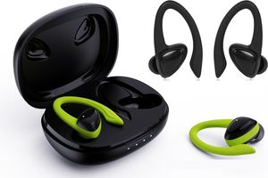 Bluetoothörlurarna Trådlösa TWS-hörlurar, avtagbara Earhook Sportsörlurar Dual Wear No Light Earmuffs and In-Ear Earpens (lätt svart, avtagbar Earhook)