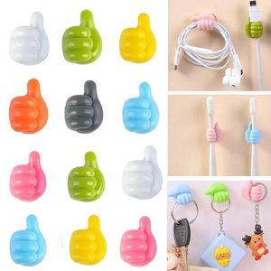 Hooks 10Pcs Silicone Thumb Wall Self-Adhesive Cable Organizer Clips Key Hook Multi-Function Hangers Storage