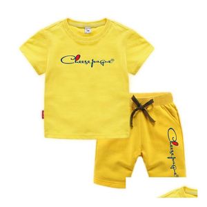 Set di abbigliamento Abiti estivi per bambini Abiti in cotone Pantaloncini a maniche corte per bambini Ragazzi Ragazze Set casual Consegna a domicilio Dhici maternità per bambini