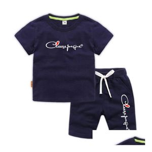 Clothing Sets Children Baby Summer Clothes Boys T-Shirt Tops Dstring Shorts Casual Sportwear Outfits Drop Delivery Kids Maternity Dhpq7