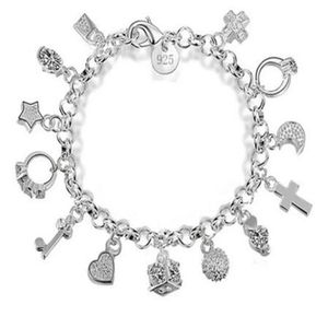 925 Sterling Silber Mode 13 Stück Anhänger Kette Charm Armband für Frauen für Teenager Mädchen Dame Geschenk Frauen Edlen Schmuck