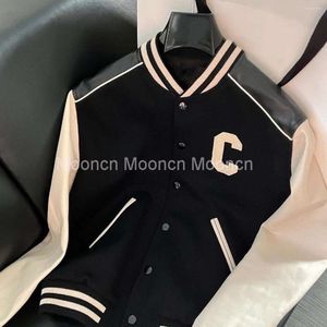 Mensjackor Teddy Leather Stitching C-Word Wool Baseball Uniform CE Home Letters and Womens High-End Fashion Jacket