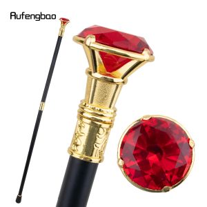 Red Diamond Type Golden Walking Cane Fashion Decorative Walking Stick Gentleman Elegant Cosplay Cane Knob Crosier 93cm