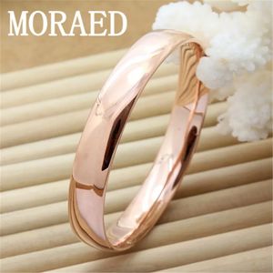 925 Sterling Silver Smooth Solid Armband Bangles For Women Lady Charm Party Luxury Jewelry Rose Gold Bangle 240220