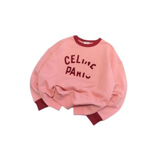 Celinnes Designer Hoodie Luxury Fashion for Women's Sweatshirts Autumn/Winter Flocking Color Contrast Letter Pink Loose rak tura Terry Bomull