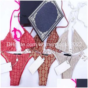 Costume da bagno sexy lettera ricamo gclies bikini set gglies gu costumi da bagno da donna designer catena di metallo costume da bagno costumi da bagno divisi per le signore regalo 82 s s