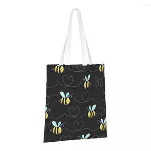 Sacos de compras Bumble Bees Imprimir reutilizáveis sacolas dobráveis de mercearia lavável leve presente de poliéster resistente
