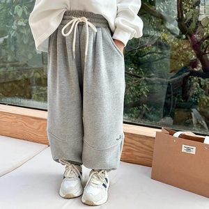 Trousers Children Warm Casual Sports Pants Boys And Girls Loose Thick Sweatpants 2024 Fashionable Solid Color