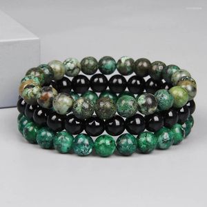 Strand Natural Stone Bracelet 8mm Green Agates Tiger Eye Malachite Jades Beads Charm Yoga Bracelets For Women Men Couples Jewelry Gift