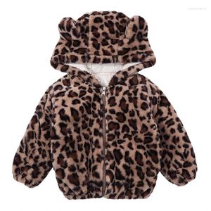 Jackets Baywell Children Baby Girl Clothes Winter Leopard Print Coat Kids Boy Lamb Wool Warm Hoodie Long Sleeved Hooded