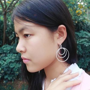 Dangle Earrings Wholesale Brand Jewelry Prevent Allergies 925 Sterling Silver Earring Women Personality Big Circle Drop