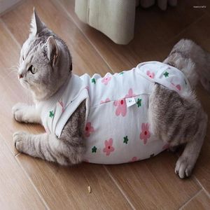 Trajes de gato recuperação terno macacão alta elasticidade dos desenhos animados padrão fivela pet filhote de cachorro roupas acessórios