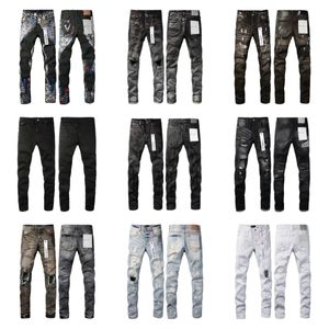 Street Fashion Designer purple jeans men Buttons Fly Black Stretch Elastic Skinny Ripped Jeans Buttons Fly Hip Hop Brand Pants jeans for women White black pants 28-40