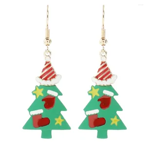 Collana orecchini set albero di Natale in lega regalo da donna ciondolo creativo con vernice spray