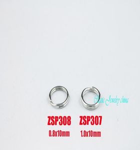 Pierścień łańcucha kluczowego 1010 mm8810mm Pierścienie podzielone podwójna pętla Pierścień ze stali nierdzewnej może mieszać biżuterię DIY 100pcllot ZSP307 ZSP3086668200