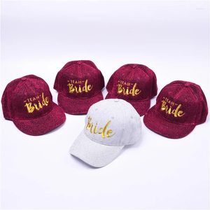 Cappellini da baseball Filo dorato Ricamo Squad SPOSA Cappello Snapback Hip Hop Baseball Festa di nozze Lettera Cappelli da donna regolabili